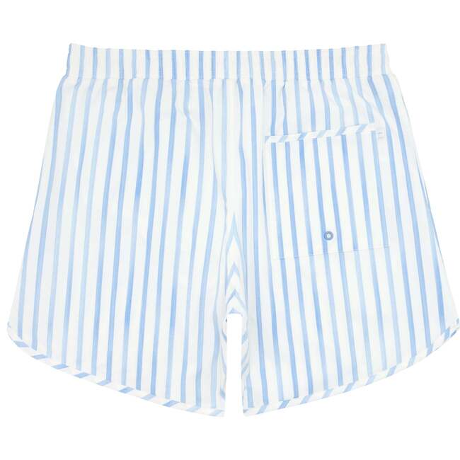 Bahamian Embroidered Minnow Logo Boardie, Blue Stripe - Swim Trunks - 4