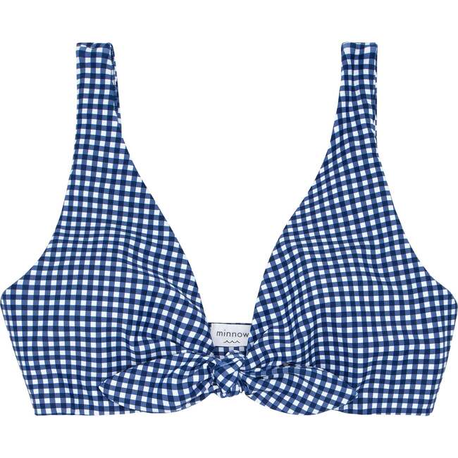 Women's Gingham Tie Front Bikini Top, Navy