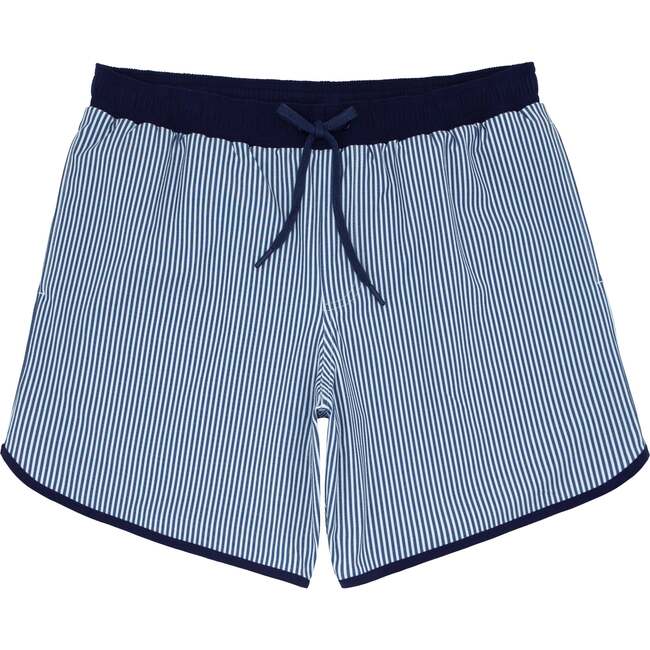 Men's UPF 50+ Stripe Boardie Shorts, Navy - Swim Trunks - 1