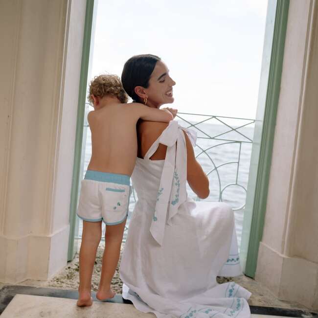 Minnow X Fanm Mon Boys Coconut Grove White Boardie - Swim Trunks - 2