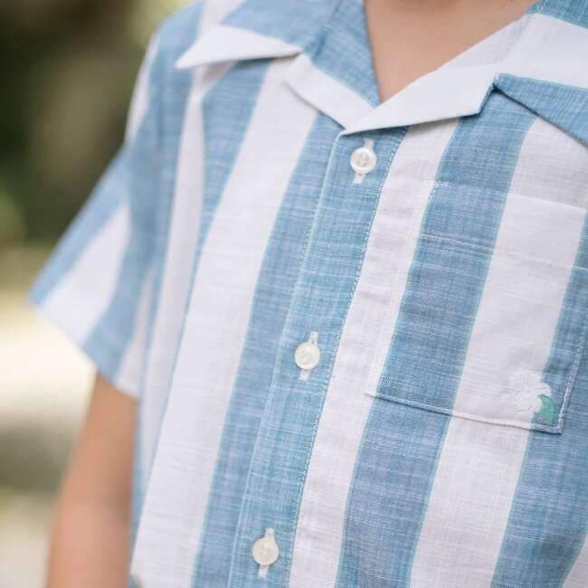 Minnow X Fanm Mon Boys Blue Cabana Linen Shirt - Shirts - 2