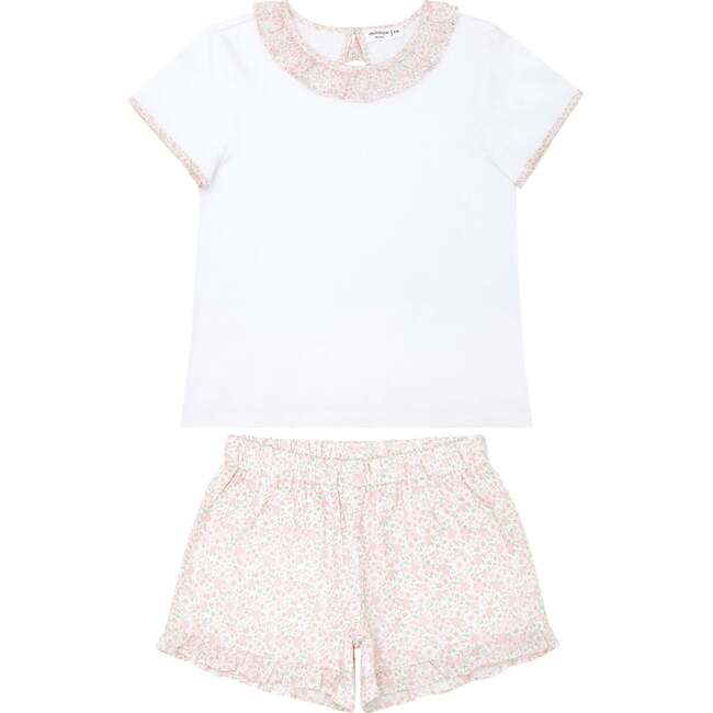 Girls Antique Floral T-Shirt And Short Set - Mixed Apparel Set - 1