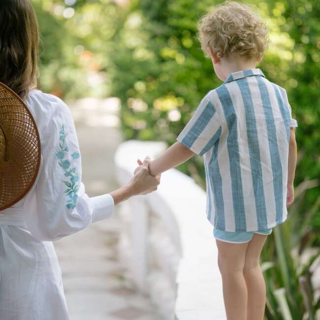 Minnow X Fanm Mon Boys Blue Cabana Linen Shirt - Shirts - 4