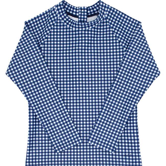 Unisex Gingham Raglan Sleeve Rashguard, Navy