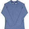 Unisex Gingham Raglan Sleeve Rashguard, Navy - Rash Guards - 1 - thumbnail