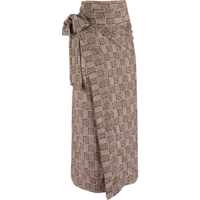 Women's Checker Tree Print Lightweight Wrap Pareo Cover-Up, Brown