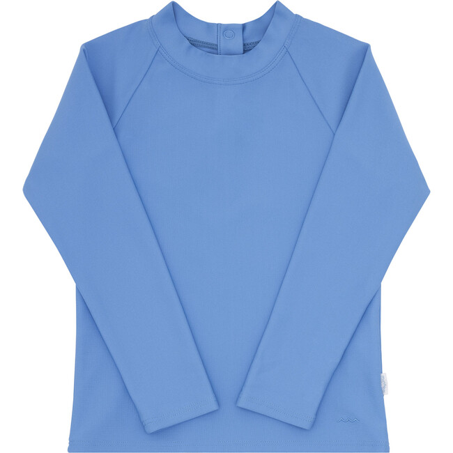 Sun-Safe Unlined Crew Neck Raglan Long Sleeve Slim-Fit Rashguard, Lagoon Blue