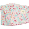 Women's Bluebells Print Cotton Quilted Zipper Travel Pouch, Pink - Bags - 4