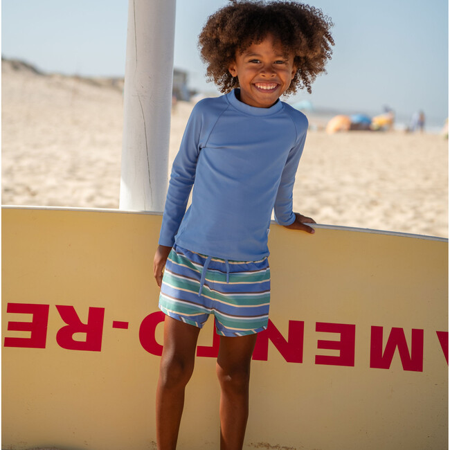 Sun-Safe Unlined Crew Neck Raglan Long Sleeve Slim-Fit Rashguard, Lagoon Blue - Rash Guards - 4