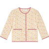 Marigold Floral Print Quilted Snap Closure Patch Pocket Jacket, Pink - Jackets - 1 - thumbnail