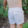 Boys Gingham Print Elastic Waistband Drawstring Pocket Boardie, Brown - Swim Trunks - 3 - thumbnail