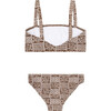 Checker Tree Print Bandeau Top And Matching Bottom Bikini, Brown - Two Pieces - 6