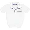 Unisex White French Terry Polo With Navy Trim - Polo Shirts - 1 - thumbnail