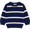 Kids Navy And Cream Wide Stripe Knit Sweater - Sweaters - 1 - thumbnail