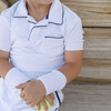 Unisex White French Terry Polo With Navy Trim - Polo Shirts - 3