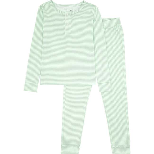 Pistachio Stripe Pima Pajamas Set - Pajamas - 1