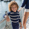 Kids Navy And Cream Wide Stripe Knit Sweater - Sweaters - 2