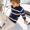 Kids Navy And Cream Wide Stripe Knit Sweater - Sweaters - 3