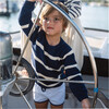 Kids Navy And Cream Wide Stripe Knit Sweater - Sweaters - 7