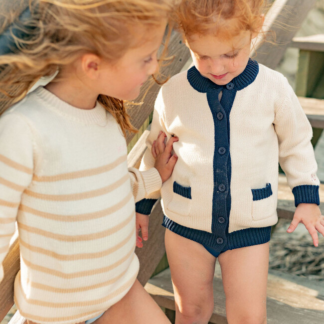 Knit Sweater, Cream And Tan Stripe - Sweaters - 4