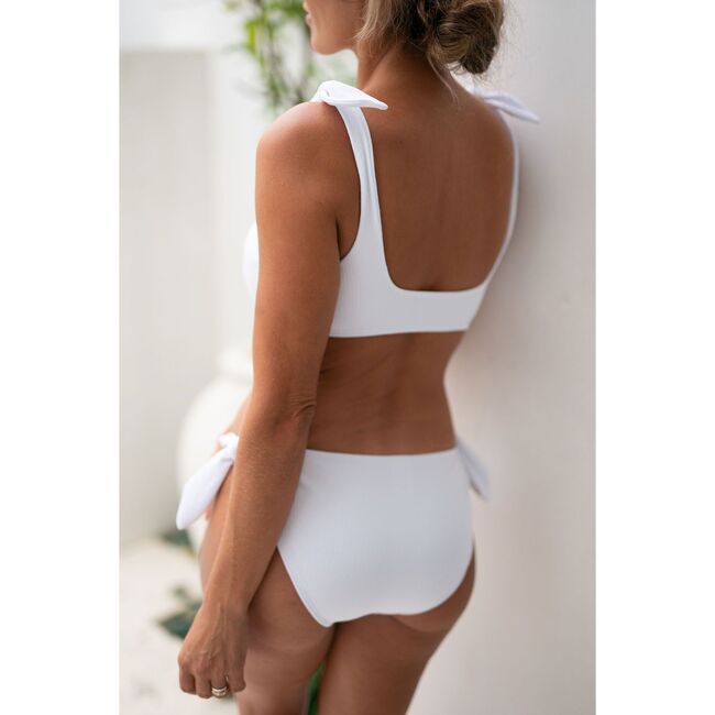 Women's Alys White Tie Knot Bikini Top - Two Pieces - 4