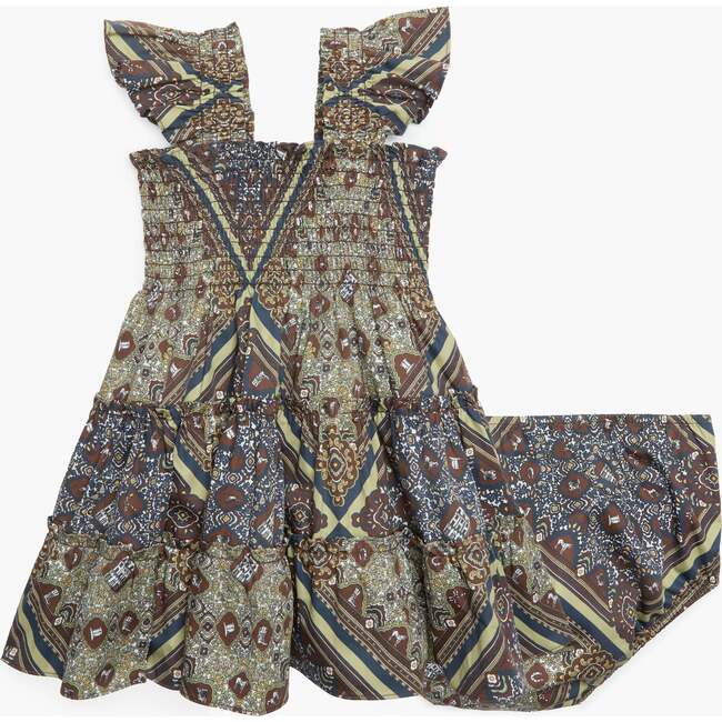 The Baby Ellie Nap Dress, Olive Equestrian Scarf