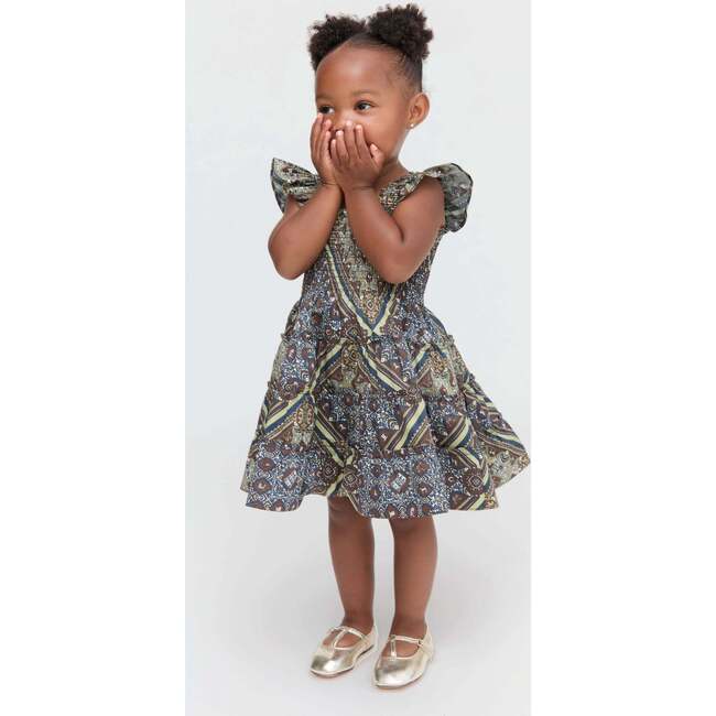 The Tiny Ellie Nap Dress, Olive Equestrian Scarf