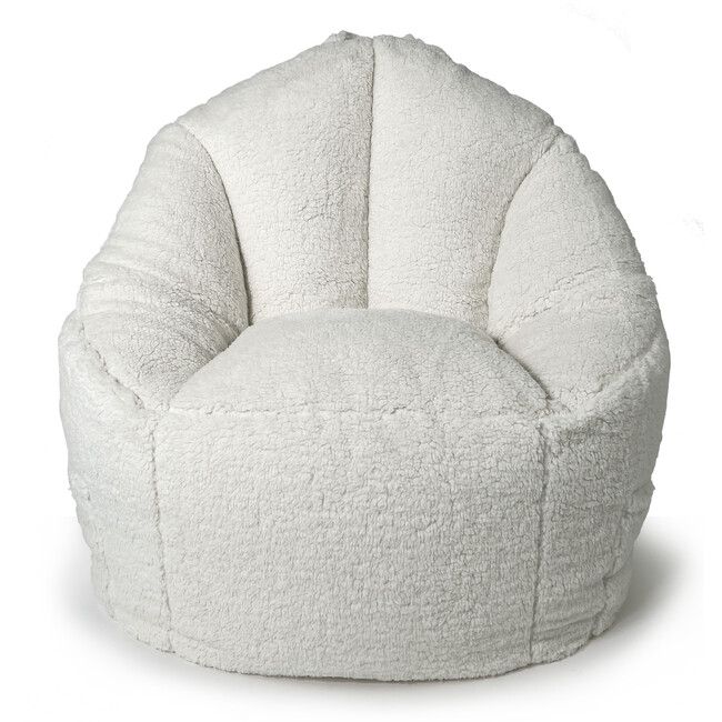 Luxe Campus Round Beanbag, Coconut Sherpa - Kids Seating - 1