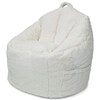 Luxe Campus Round Beanbag, Coconut Faux Rabbit Fur - Kids Seating - 3 - thumbnail