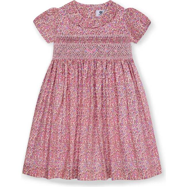 Smocked Girls Dress, Mauve, Pink Floral