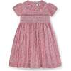 Smocked Girls Dress, Mauve, Pink Floral - Dresses - 1 - thumbnail