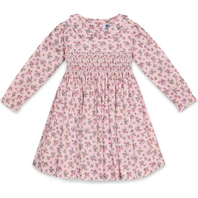 Smocked Girls Dress Sal, Pink Floral