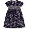 Smocked Girls Dress Mary, Navy Floral - Dresses - 1 - thumbnail