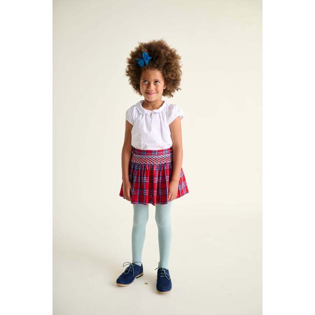 Smocked Girls Skirt Lilla, Red Plaid - Skirts - 2