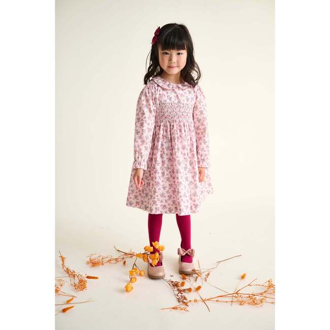 Smocked Girls Dress Sal, Pink Floral - Dresses - 2