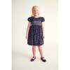 Smocked Girls Dress Mary, Navy Floral - Dresses - 2