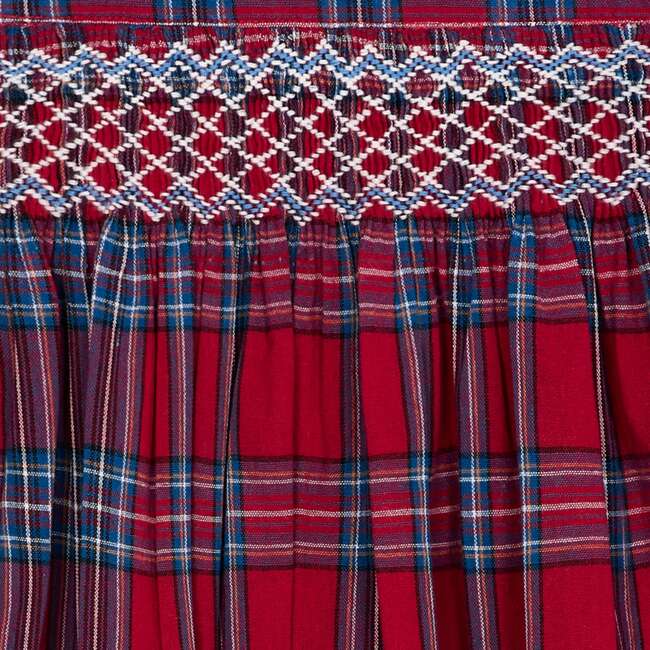 Smocked Girls Skirt Lilla, Red Plaid - Skirts - 3