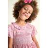 Smocked Girls Dress, Mauve, Pink Floral - Dresses - 3