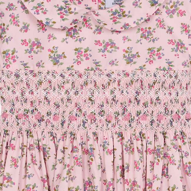 Smocked Girls Dress Sal, Pink Floral - Dresses - 5