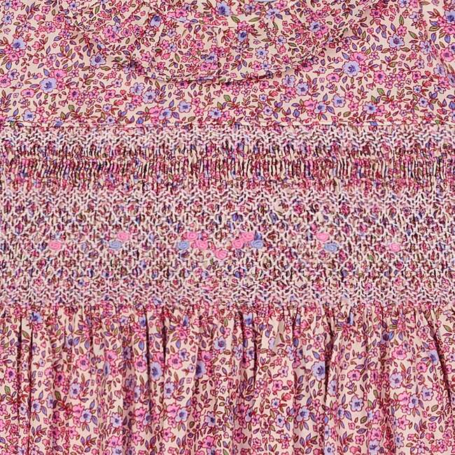 Smocked Girls Dress, Mauve, Pink Floral - Dresses - 5