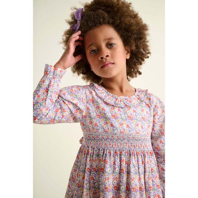 Smocked Girls Dress Coraline, Multicolor Floral - Dresses - 3
