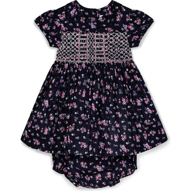Smocked Baby Dress Indie, Navy Floral