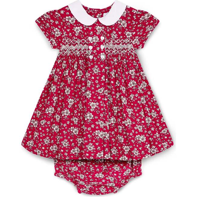 Smocked Baby Dress Kyla, Red Floral