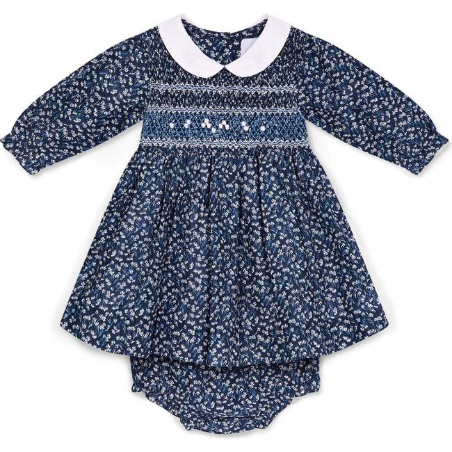 Smocked Baby Dress Alora, Navy Floral