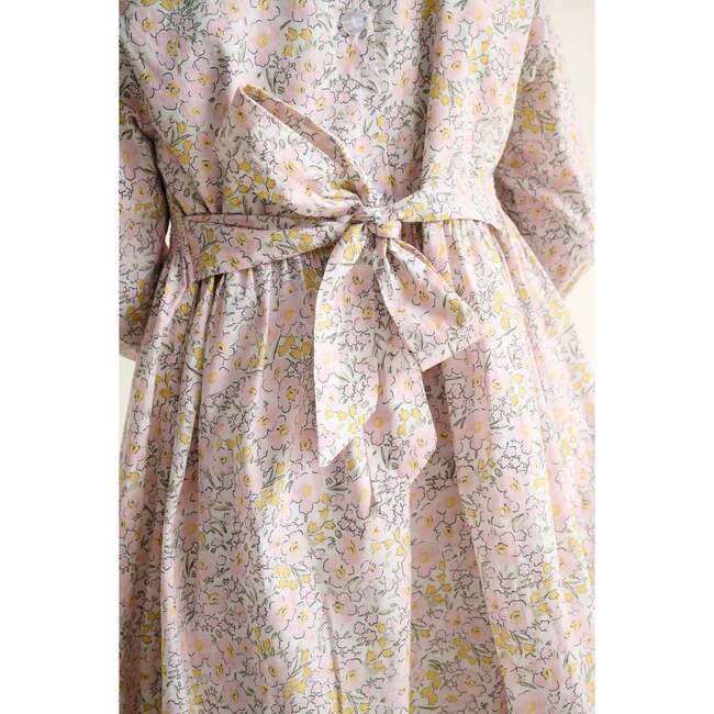 Smocked Girls Dress, Amethyst, Pink Floral - Dresses - 3