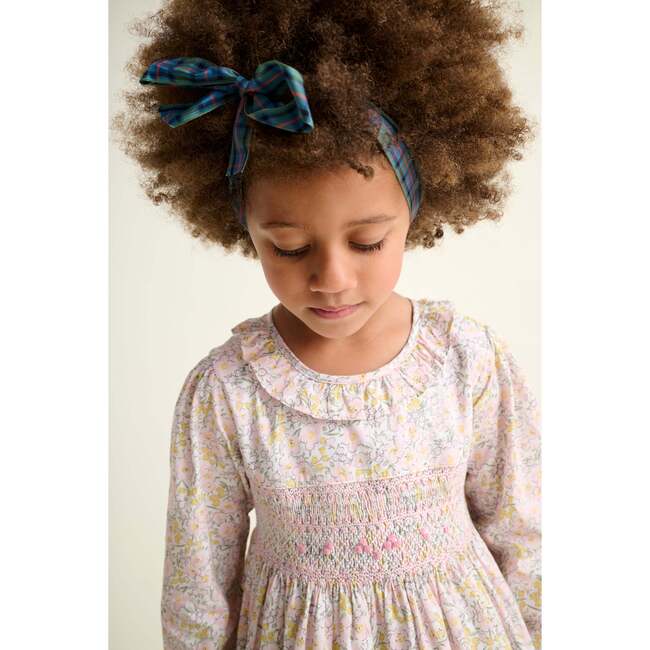 Smocked Girls Dress, Amethyst, Pink Floral - Dresses - 4