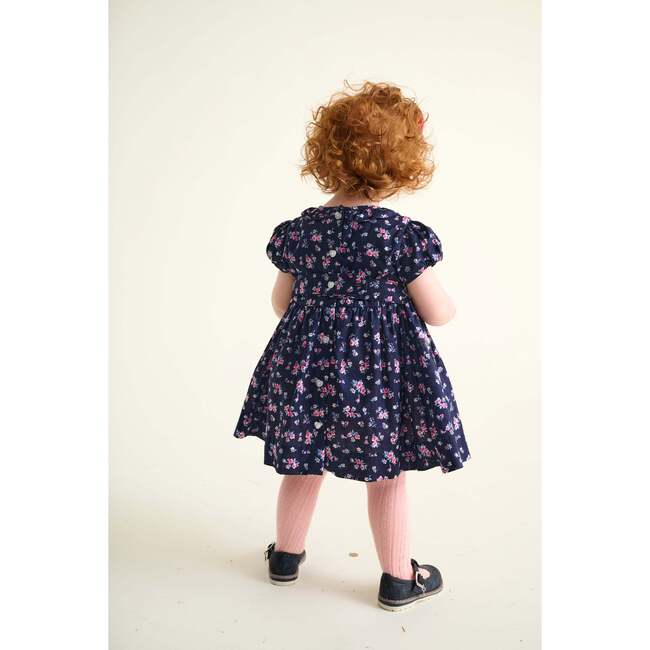 Smocked Baby Dress Indie, Navy Floral - Dresses - 3