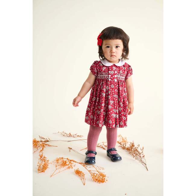 Smocked Baby Dress Kyla, Red Floral - Dresses - 2
