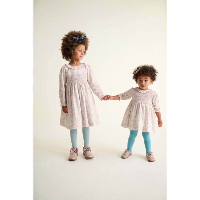 Smocked Girls Dress, Amethyst, Pink Floral - Dresses - 5