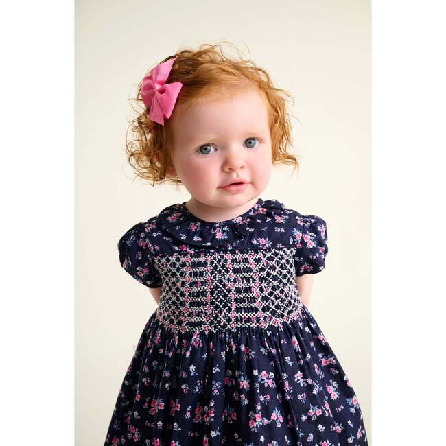 Smocked Baby Dress Indie, Navy Floral - Dresses - 4